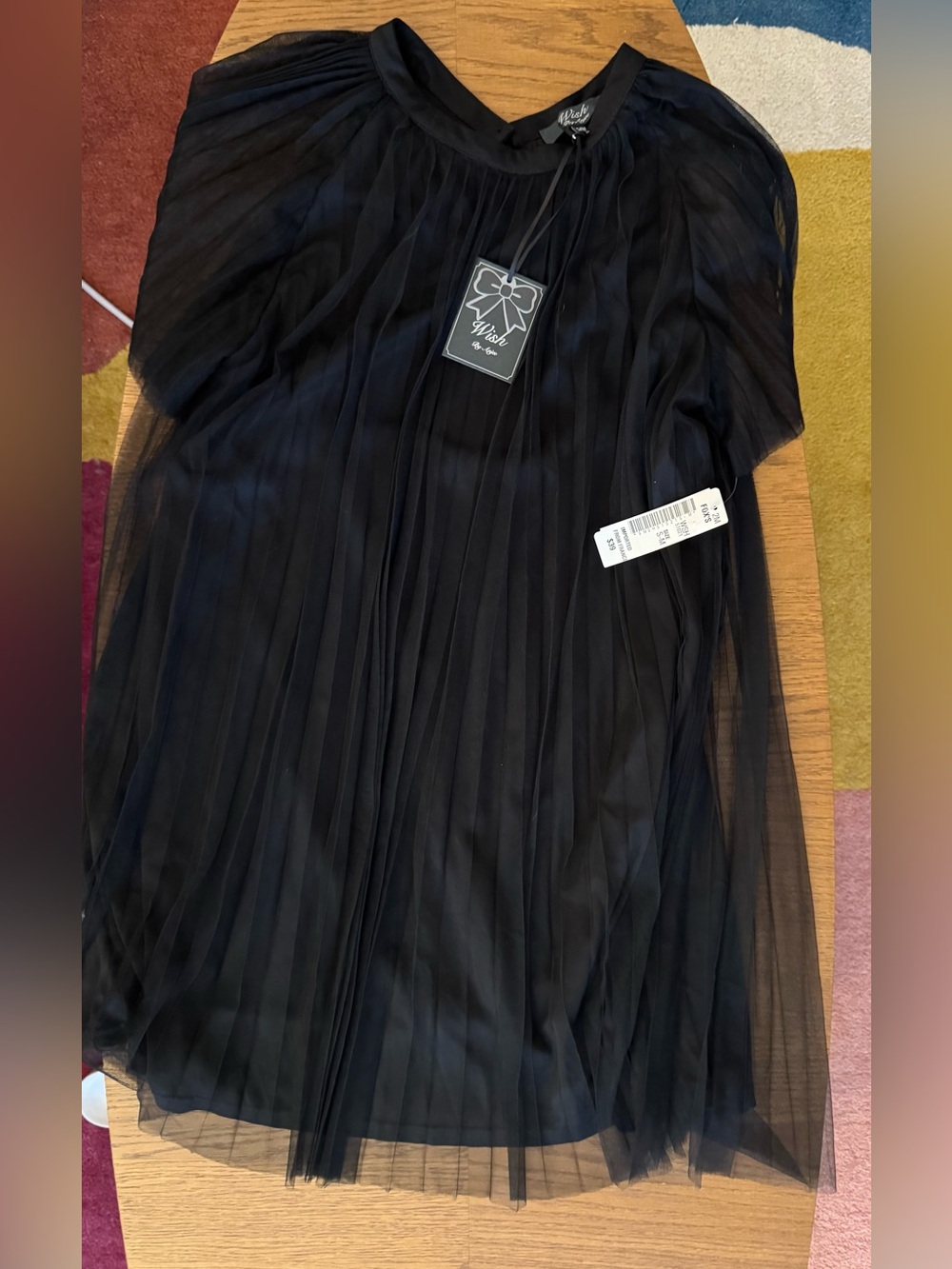 Wish Black Pleated Sheer dress